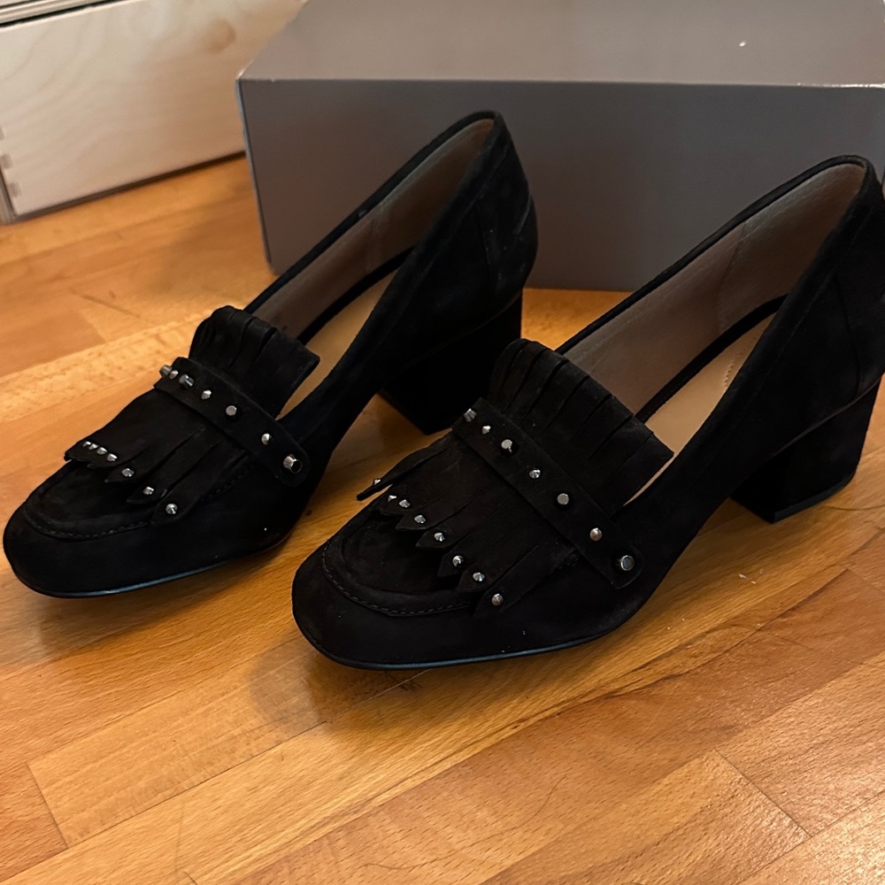 Franco Sarto Black Studded Loafers